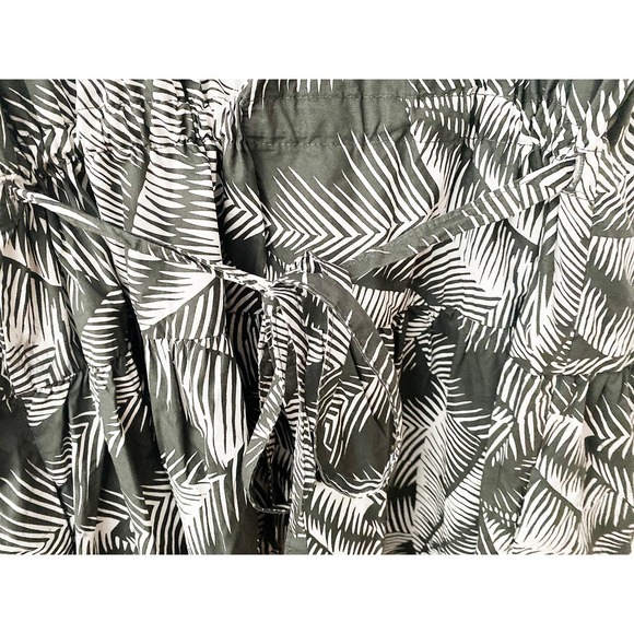 Gap Women's Cotton Button Front Tank Midi Dress Tie Back Dark Gray Palm Print - Picture 4 of 7